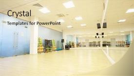  Presentation with fitness - PPT layouts with sports center - interior of a fitness hall background and a lemonade colored foreground