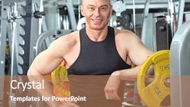  Presentation with gym - Colorful slide set enhanced with sports center - mature sporty man backdrop and a  colored foreground