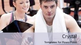  Presentation with sport coach - Presentation theme consisting of sports center - smart female coach taking notes background and a lemonade colored foreground