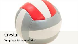  Presentation with handball - Colorful slides enhanced with handball isolated on white background backdrop and a soft green colored foreground