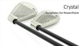  Presentation with drivers - Audience pleasing PPT theme consisting of metal golf drivers isolated backdrop and a white colored foreground