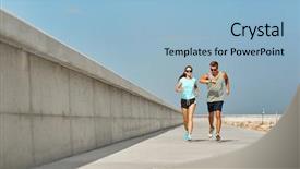  Presentation with sport - Theme enhanced with sports clothes and sunglasses running background and a light blue colored foreground