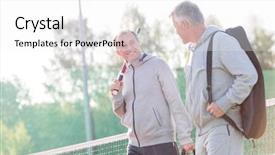  Presentation with sports - Presentation featuring sports clothing talking while walking background and a white colored foreground