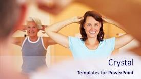  Presentation with gymnastics - PPT layouts enhanced with sports clubs - group in a gym doing background and a sky blue colored foreground