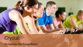  Presentation with club training - Cool new presentation theme with sports clubs - group of five people backdrop and a coral colored foreground