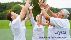  Presentation with e ball technology - Theme featuring sports clubs - happy family throwing a ball background and a  colored foreground