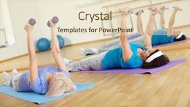  Presentation with females - Presentation design consisting of sports clubs - image of two mature females background and a  colored foreground