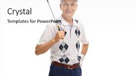  Presentation with golf - Slide deck consisting of sports clubs - mature golfer holding a golf background and a white colored foreground