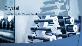  Presentation with gym - Presentation theme with sports clubs - rows of dumbbells background and a light blue colored foreground