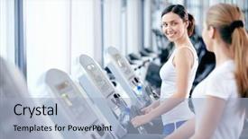  Presentation with gym - Beautiful presentation theme featuring overhead view of coffee beans arranged in a heart shape on a brown wooden background with copy space backdrop and a violet colored foreground