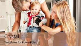  Presentation with mother blessed - Audience pleasing PPT theme consisting of sports clubs - young beautiful mother and father backdrop and a coral colored foreground