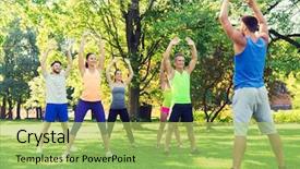  Presentation with healthy lifestyle - Beautiful presentation design featuring sports coach - fitness sport friendship and healthy backdrop and a yellow colored foreground