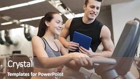  Presentation with exercise bike - Slide deck consisting of sports coach - sport fitness lifestyle technology background and a violet colored foreground