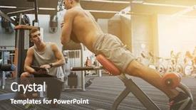  Presentation with flexing - PPT layouts featuring sports coach - sport fitness lifestyle technology background and a tawny brown colored foreground