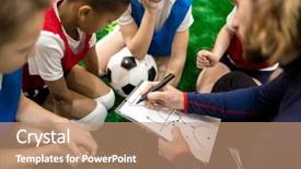  Presentation with trainer - Audience pleasing theme consisting of sports coach - team of boys listening backdrop and a coral colored foreground