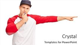  Presentation with sports coach - Slide deck consisting of sports coach - young male baseball referee blowing background and a white colored foreground