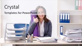  Presentation with flat lay of female sport - Slide set featuring sports company - female employee doing sport exercises background and a sky blue colored foreground