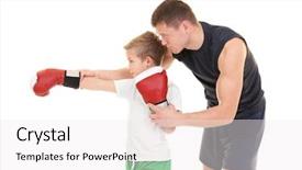  Presentation with surgery training - Presentation design consisting of sports competition - cute little boy training background and a sky blue colored foreground