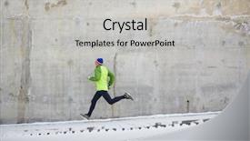  Presentation with environment - Colorful slide set enhanced with sports competition - young sportsman running in urban backdrop and a  colored foreground