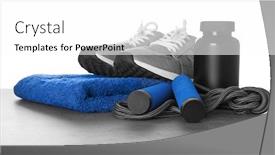  Presentation with workout - Cool new slide deck with sports-concept-workout-objects backdrop and a white colored foreground