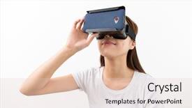  Presentation with virtual reality rehab - Cool new PPT theme with sports conference - asian young woman using virtual backdrop and a lemonade colored foreground