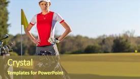  Presentation with golf - Amazing PPT theme having sports country clubs - beautiful blonde model enjoying backdrop and a tawny brown colored foreground