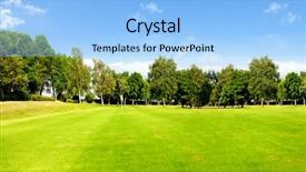  Presentation with golf course - Slide set featuring sports country clubs - golf course and blue sky background and a light blue colored foreground