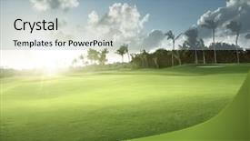  Presentation with sports field - Colorful slides enhanced with sports country clubs - spring grass golf field backdrop and a  colored foreground