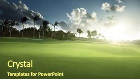  Presentation with golf - Cool new theme with sports country clubs - spring grass golf field backdrop and a  colored foreground