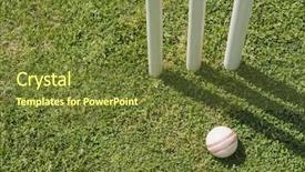  Presentation with ball sports - Beautiful presentation theme featuring sports cricket - high angle view backdrop and a tawny brown colored foreground