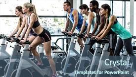  Presentation with gym out and back - Cool new PPT layouts with sports cycling - fit people working backdrop and a ocean colored foreground