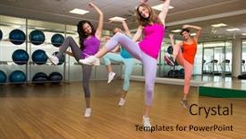  Presentation with zumba - Colorful PPT layouts enhanced with sports dance - zumba class dancing in studio backdrop and a coral colored foreground