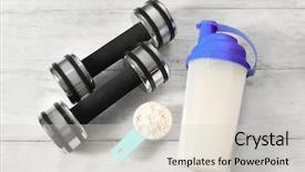  Presentation with protein shake - Slide deck enhanced with sports drink - composition with protein powder shake background and a lemonade colored foreground