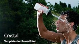 Presentation with water sports - Cool new slide set with sports drink - exhausted athlete cooling off backdrop and a black colored foreground