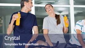  Presentation with man woman - Theme consisting of sports drink - man and woman holding juice background and a ocean colored foreground