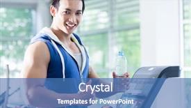  Presentation with hydration - Presentation consisting of sports drink - smiling young man in gym background and a teal colored foreground