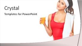  Presentation with rainbow over orad - Cool new PPT layouts with sports drink - sportive young woman standing backdrop and a white colored foreground