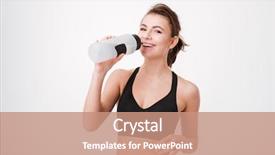  Presentation with benefits of drinking water - Slide set consisting of sports drink - sporty young woman drinking water background and a coral colored foreground