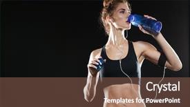  Presentation with water sports - Presentation theme featuring sports drink - young fitness woman drinking water background and a violet colored foreground