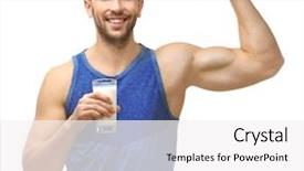  Presentation with white milk - Audience pleasing PPT theme consisting of sports drink - young sporty man with glass backdrop and a white colored foreground