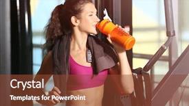  Presentation with protein shake - Theme consisting of sports drinks machines - beautiful young woman drinking protein background and a tawny brown colored foreground