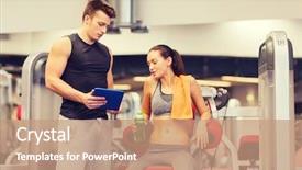  Presentation with woman sport - Beautiful slide deck featuring sports drinks machines - fitness sport exercising technology backdrop and a  colored foreground