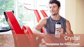  Presentation with sports drinks - Slide set with sports drinks machines - portrait of a handsome smiling background and a  colored foreground