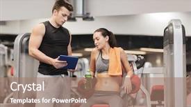  Presentation with train the trainer - Audience pleasing presentation theme consisting of sports drinks machines - smiling young woman with personal backdrop and a  colored foreground