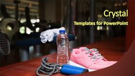  Presentation with rope jumping or bungee jumping - PPT theme having sports drinks machines - sneakers jump rope and bottle background and a  colored foreground