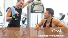  Presentation with consumption concept vending machine - Slides having sports drinks machines - sport fitness equipment lifestyle background and a coral colored foreground