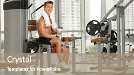  Presentation with protein shake - Presentation featuring sports drinks machines - sporty young man with protein background and a coral colored foreground