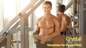  Presentation with protein shake - Presentation design enhanced with sports drinks machines - sporty young man with protein background and a tawny brown colored foreground