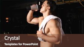  Presentation with benefits of drinking water - PPT theme having sports drinks machines - strong man drinking water background and a tawny brown colored foreground
