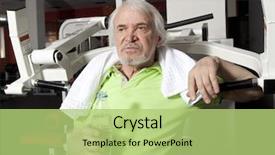  Presentation with water bottle - PPT theme with sports drinks machines - tired elderly man background and a  colored foreground